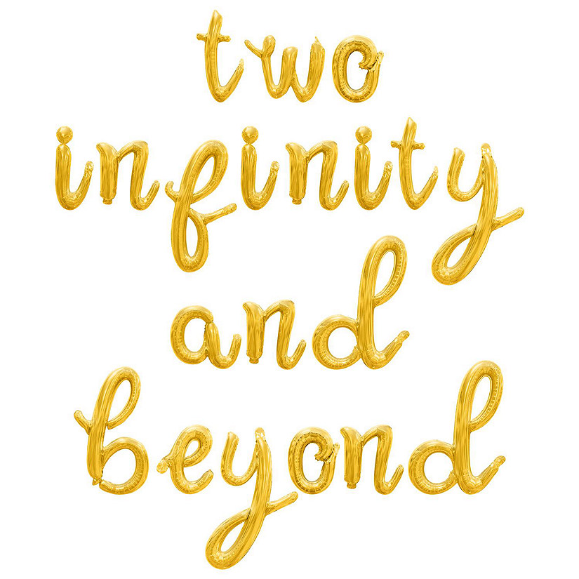 16 Inch Cursive Gold TWO INFINITY AND BEYOND Letter Balloon Banner Image