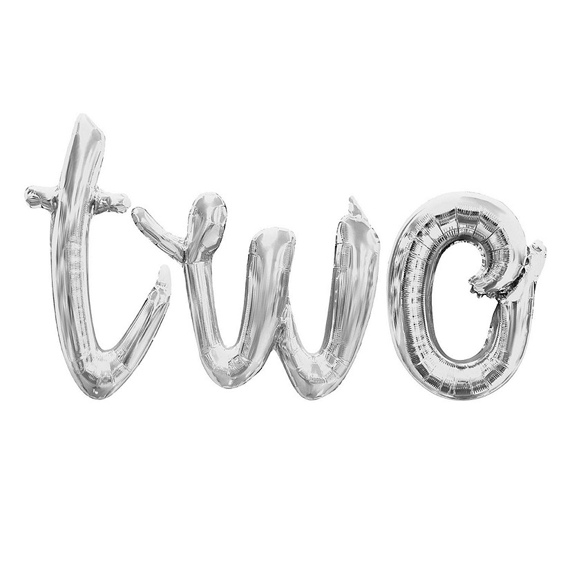16 Inch Cursive Silver TWO Letter Balloon Banner Image