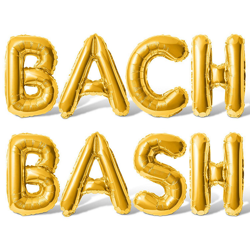 16 Inch Gold BACH BASH Letter Balloon Banner Image