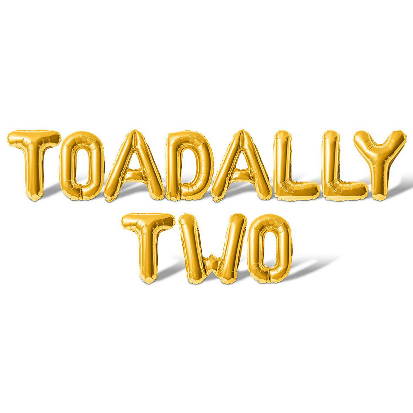 16 Inch Gold TOADALLY TWO Letter Balloon Banner Image