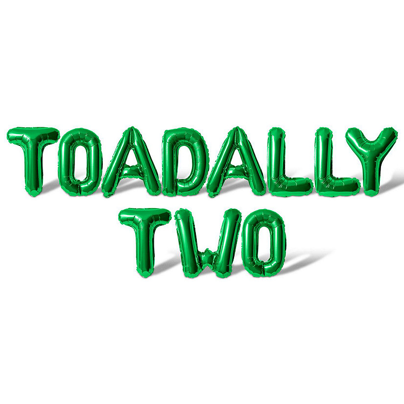 16 Inch Green TOADALLY TWO Letter Balloon Banner Image