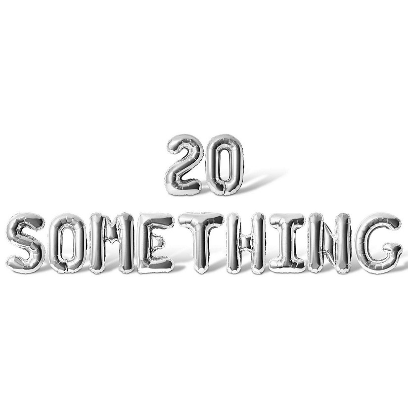 16 Inch Silver 20 SOMETHING Letter Balloon Banner Image