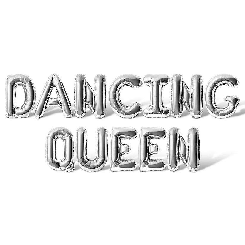 16 Inch Silver DANCING QUEEN Letter Balloon Banner Image
