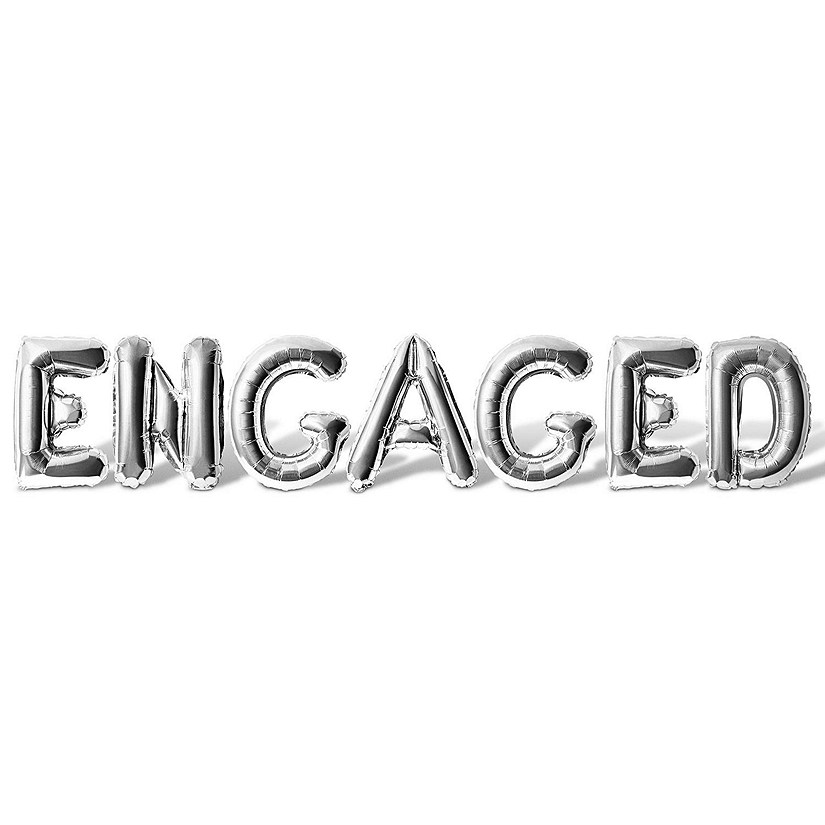 16 Inch Silver ENGAGED Letter Balloon Banner Image