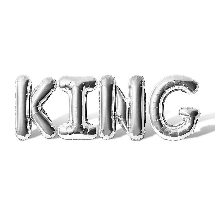 16 Inch Silver KING Letter Balloon Banner Image