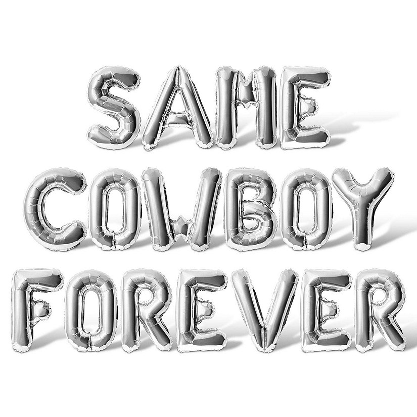 16 Inch Silver SAME COWBOY FOREVER Letter Balloon Banner Image