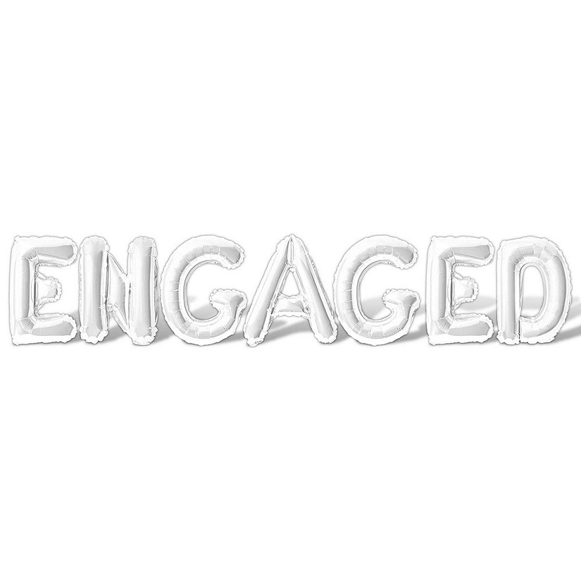 16 Inch White ENGAGED Letter Balloon Banner Image