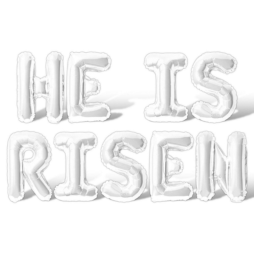 16 Inch White HE IS RISEN Letter Balloon Banner Image