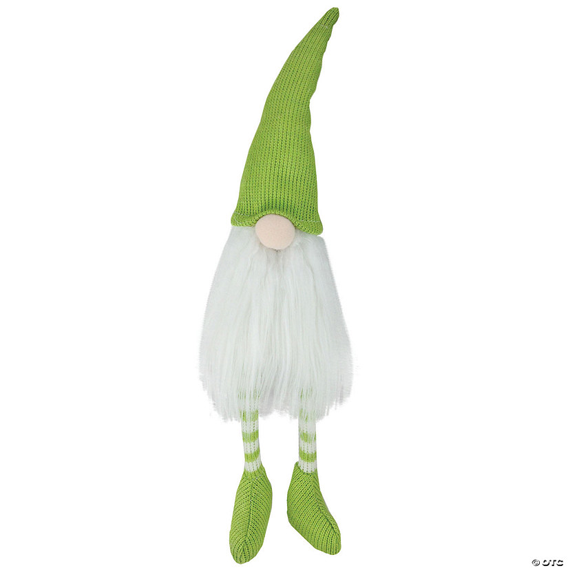 16" Lime Green and White Sitting Spring Gnome Figure Image