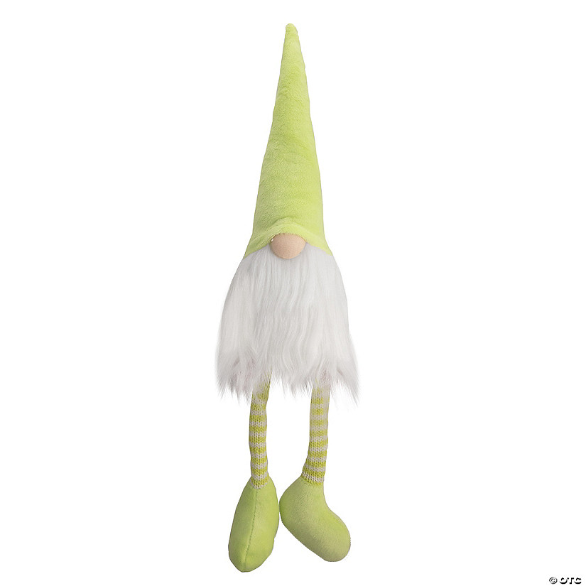 16" Lime Green and White Sitting Spring Gnome Figure Image