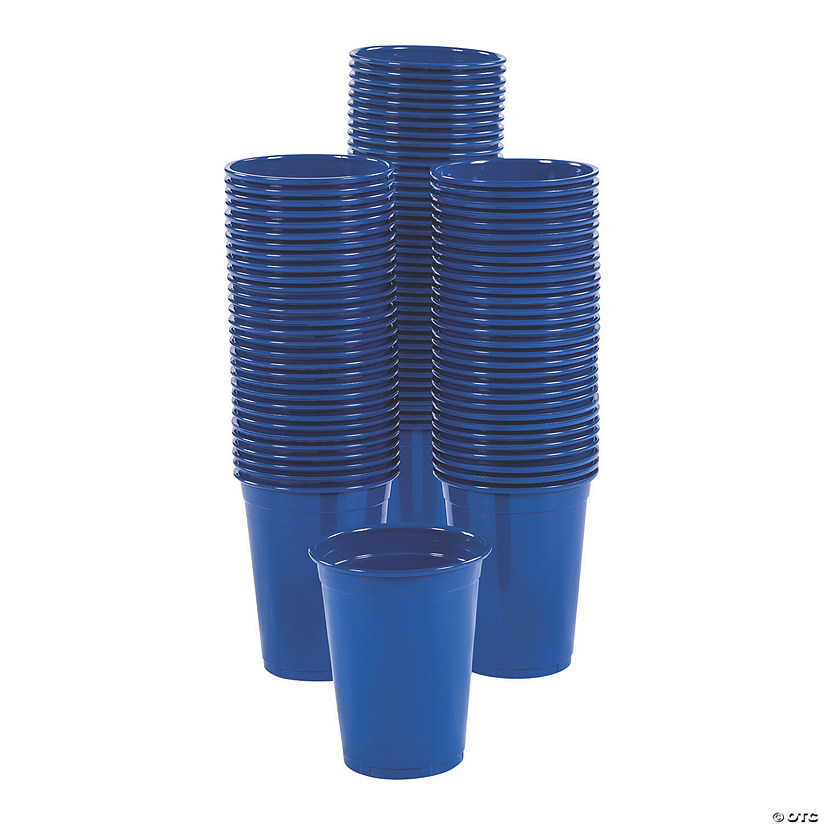 16 oz. Bulk 100 Ct. Blue Disposable Plastic Cups Image