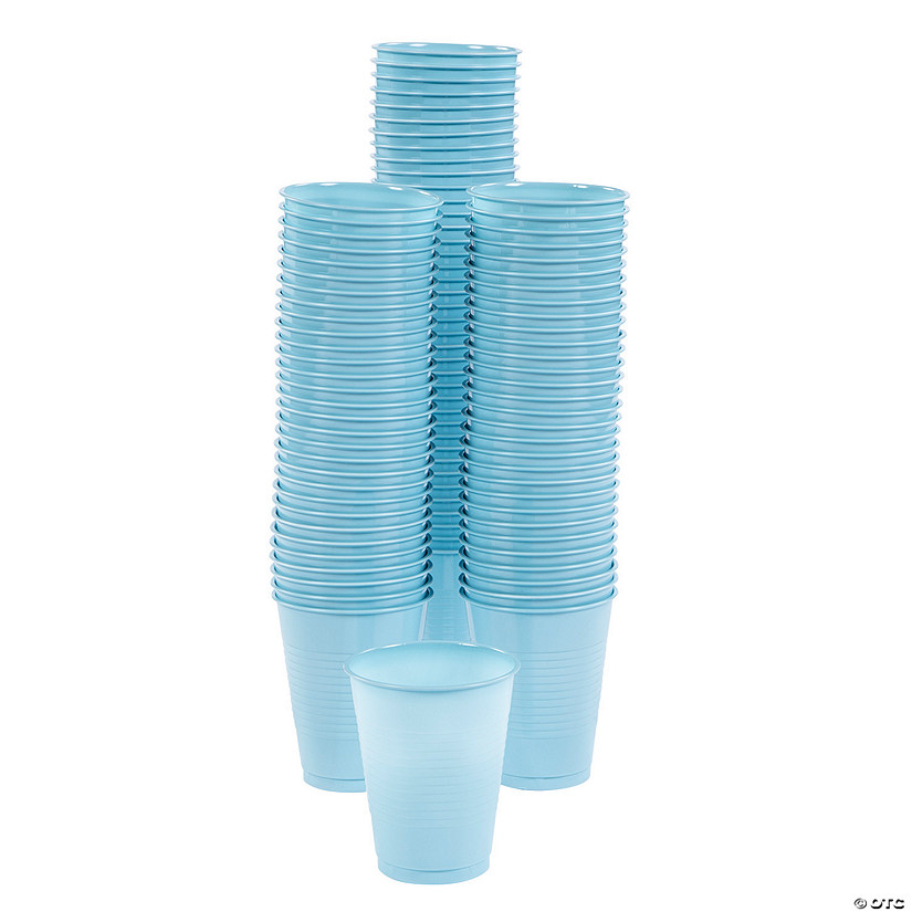 16 oz. Bulk 100 Ct. Light Blue Disposable Plastic Cups Image