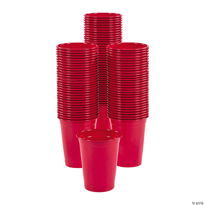 16 oz. Bulk 100 Ct. Solid Color Disposable Plastic Cups Image