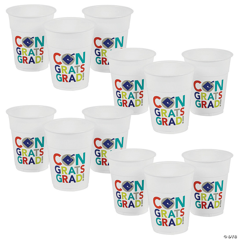16 oz. Bulk 200 Ct. Bright Grad Disposable Frosted Plastic Cups Oriental Trading