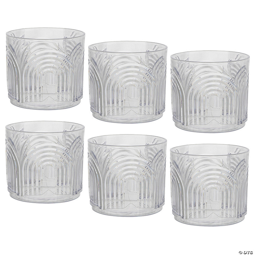 16 oz. Bulk 48 Ct. Modern Rainbow Clear Reusable Plastic Cups Image