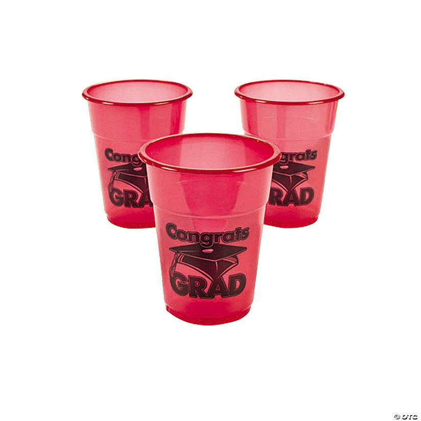 16 oz. Bulk 50 Ct. Congrats Grad Cap & Tassel Disposable Plastic Cups Image