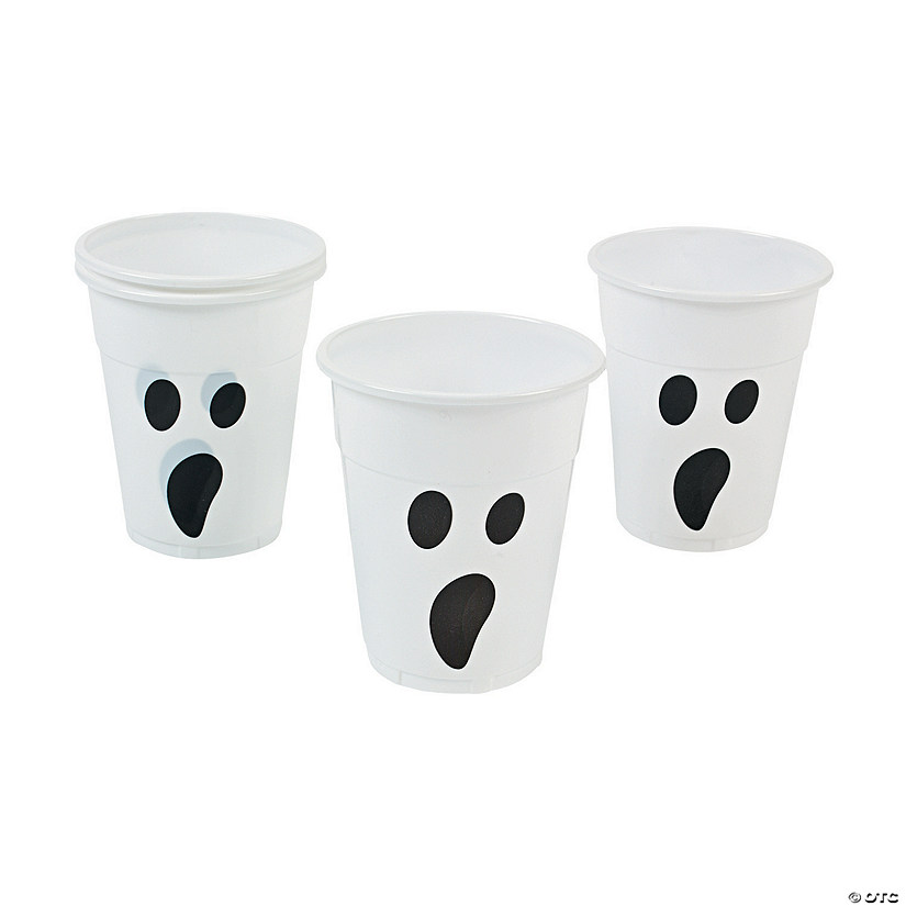 16 oz. Bulk 50 Ct. Ghost Face Disposable Plastic Cups Image