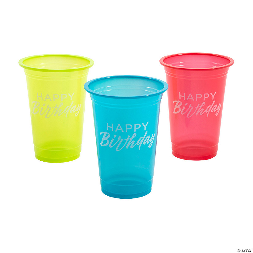 16 oz. Bulk 50 Ct. Happy Birthday Disposable Plastic Cups Image