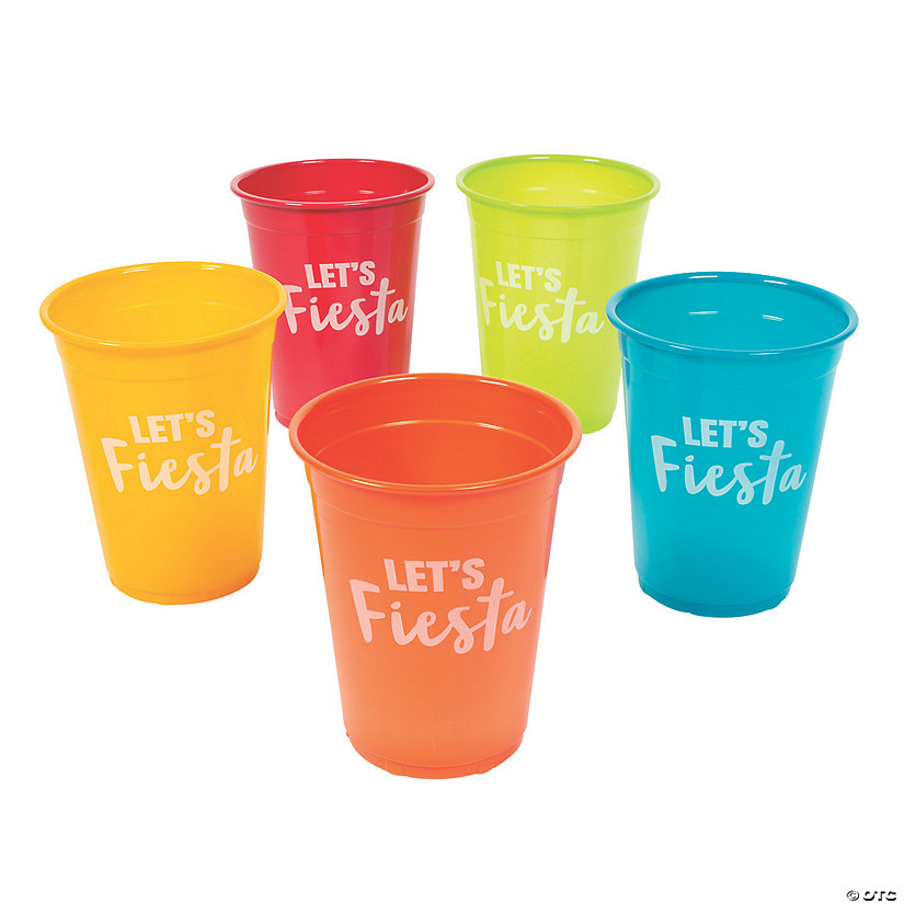 16 oz. Bulk 50 Ct. Let&#8217;s Fiesta Bright Disposable Plastic Cups Image