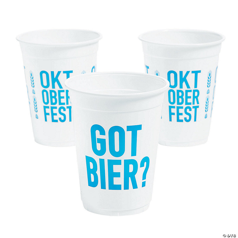 16 oz. Bulk 50 Ct. Oktoberfest Got Bier Disposable Plastic Cups Image