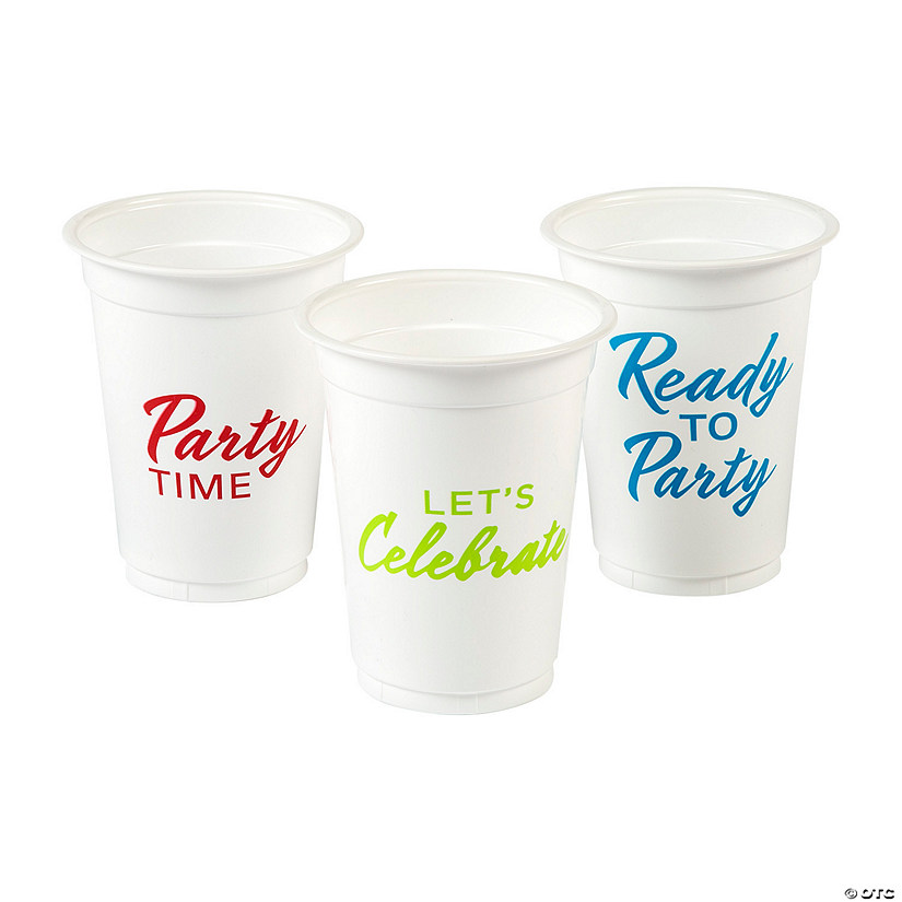 16 oz. Bulk 50 Ct. Party Sayings Disposable Plastic Cups Image
