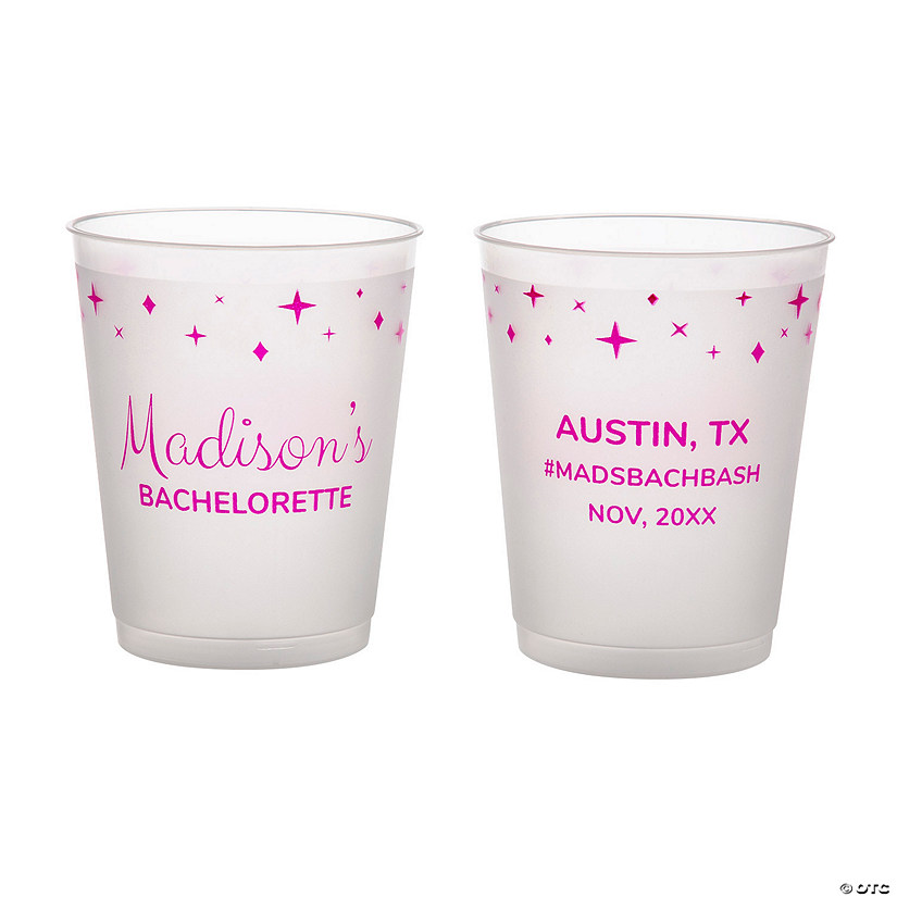 16 oz. Bulk 50 Ct. Personalized Bachelorette Double-Sided Reusable Plastic Cups Image