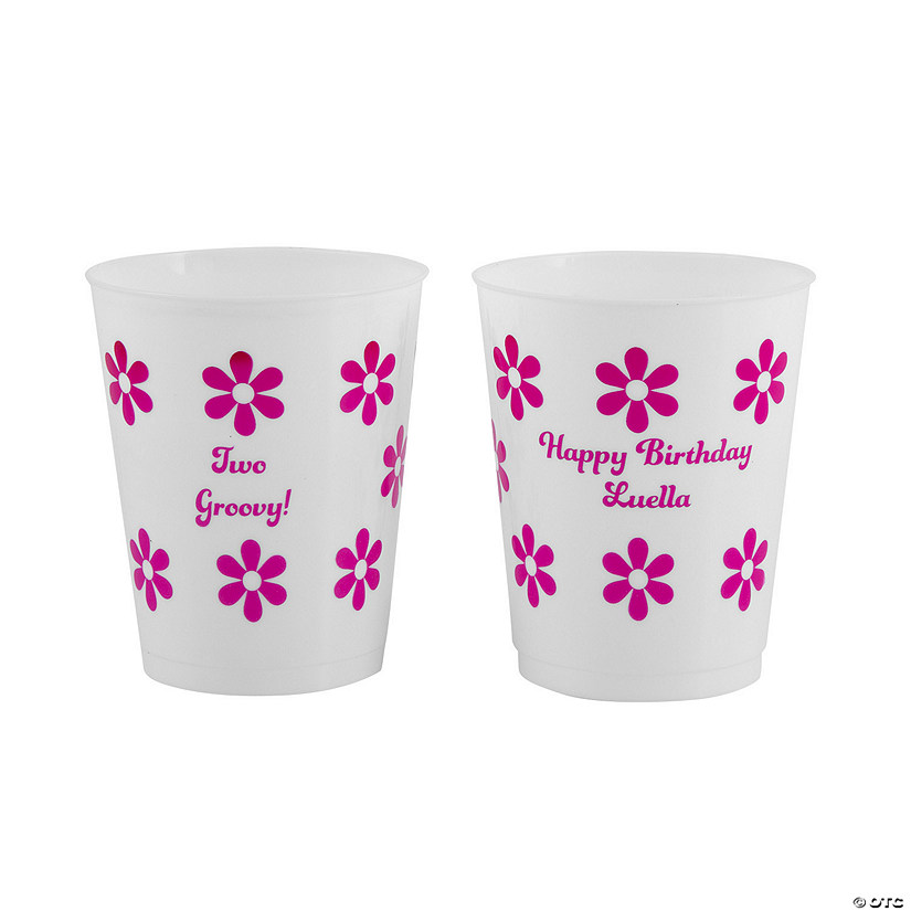 16 oz. Bulk 50 Ct. Personalized Double-Sided Groovy Reusable Plastic Cups Image