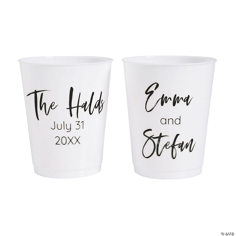 16 oz. Bulk 50 Ct. Personalized Double-Sided Script Name Reusable Plastic Cups Image