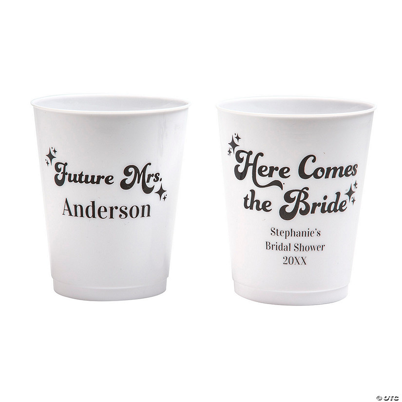 16 oz. Bulk 50 Ct. Personalized Future Mrs. Double-Sided Reusable Plastic Cups Image