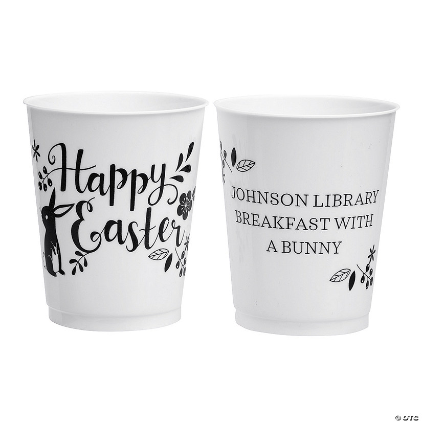 16 oz. Bulk 50 Ct. Personalized Happy Easter Reusable Plastic Cups Image