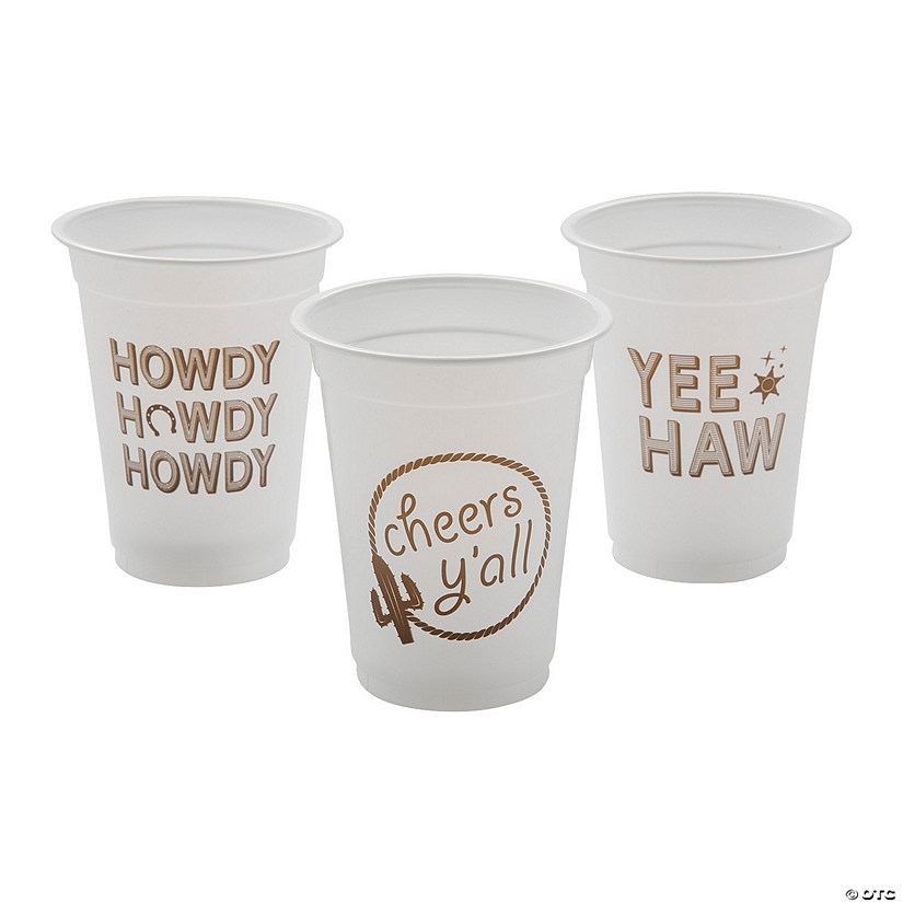 16 oz. Bulk 50 Ct. Western Sayings Disposable Plastic Cups Image
