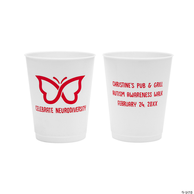 16 oz. Bulk 50 Pc. Neurodiversity Double-Sided Reusable Plastic Cups Image