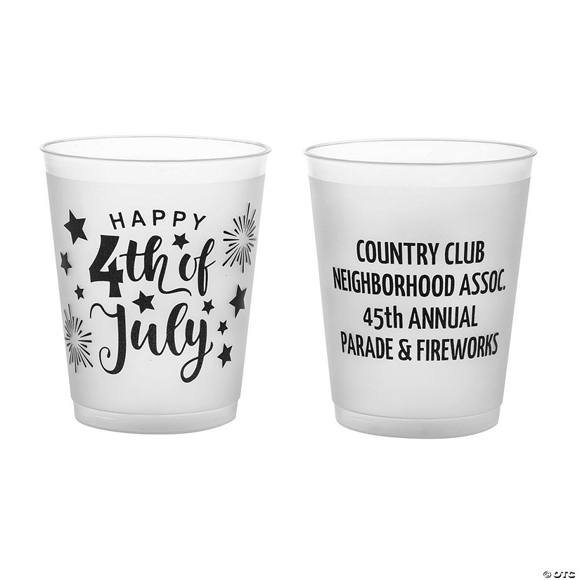16 oz. Bulk 50 Pc. Personalized Fourth of July Double-Sided Reusable Plastic Cups Image