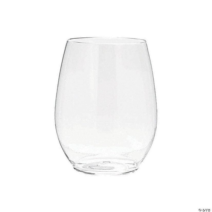 16 oz. Clear Elegant Stemless Disposable Plastic Wine Glasses (32 Glasses) Image