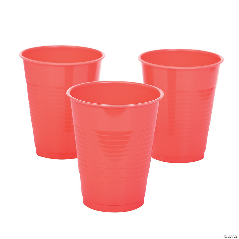 16 oz. Coral Disposable Plastic Cups - 20 Ct. Image