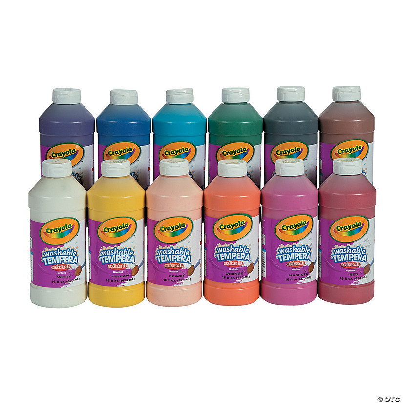 16 oz. Crayola<sup>&#174;</sup> Assorted Colors Washable Tempera Paint - 12 Pc. Image