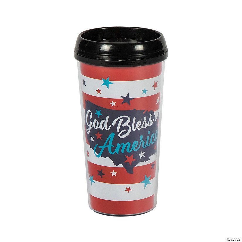 16 oz. God Bless America Reusable Acrylic Travel Mug Image