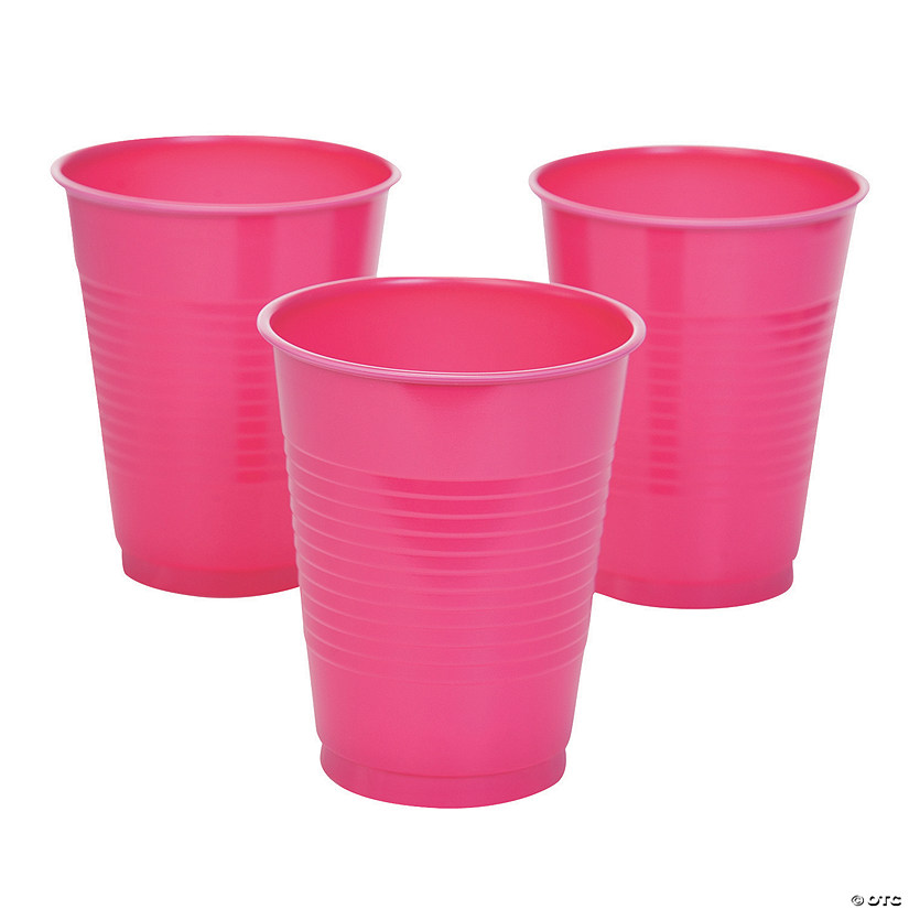 16 oz. Hot Pink Disposable Plastic Cups - 20 Ct. Image