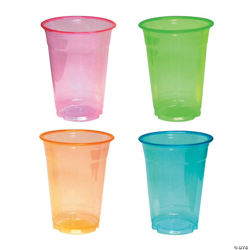 16 oz. Large Neon Disposable Plastic Cups - 20 Ct. Image