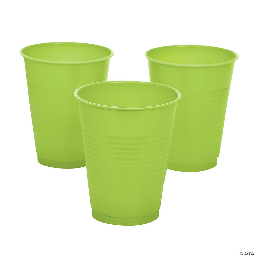 16 oz. Lime Green Disposable Plastic Cups - 20 Ct. Image