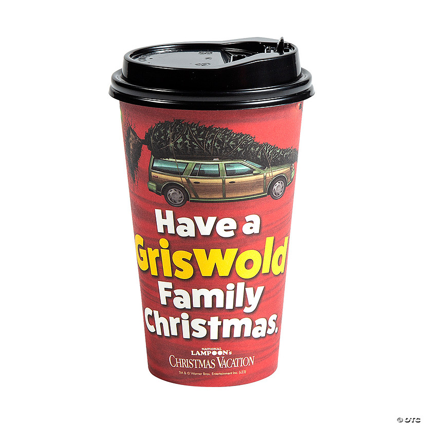 16 oz. National Lampoon's Christmas Vacation&#8482; Disposable Paper Coffee Cups with Lids - 12 Ct. Image