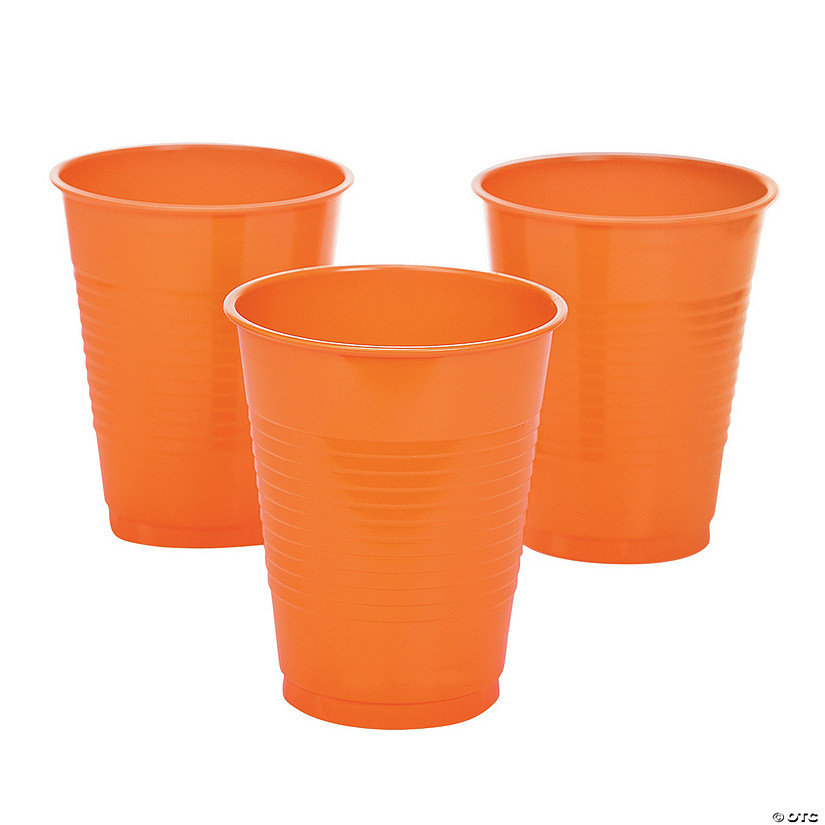 16 oz. Orange Disposable Plastic Cups - 20 Ct. Image
