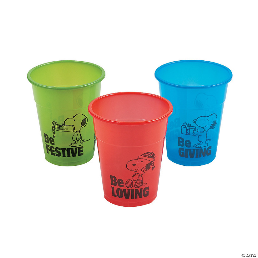 16 oz. Peanuts&#174; Christmas Snoopy Disposable Plastic Cups - 25 Ct. Image