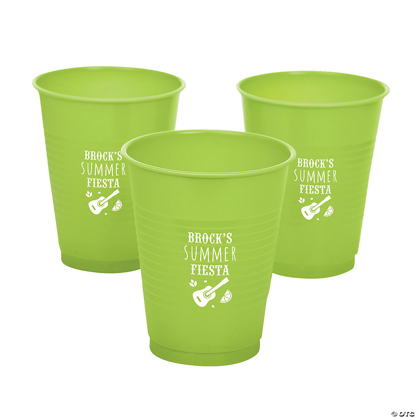 16 oz. Personalized Fiesta Solid Color Disposable Plastic Cups - 40 Ct. Image