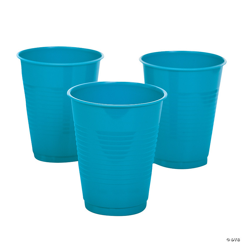 16 oz. Turquoise Disposable Plastic Cups - 20 Ct. Image