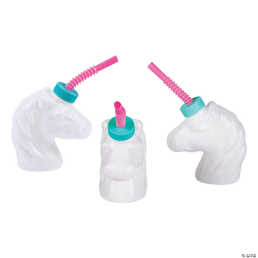 16 oz. Unicorn Reusable BPA-Free Plastic Cups with Lids & Straws - 12 Ct. Image