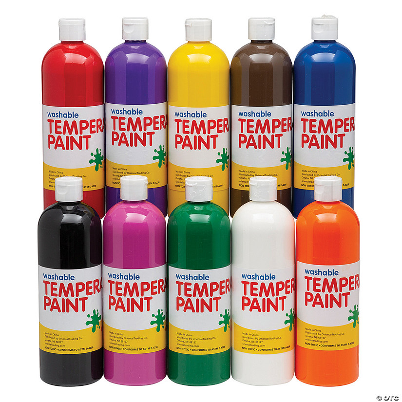 16oz. Washable Classic Colors Tempera Paint 10 Pc. Oriental Trading