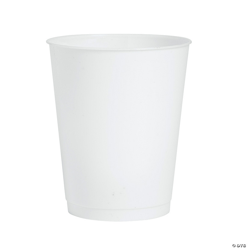 16 oz. White Reusable Plastic Stadium Cups - 25 Ct. Image