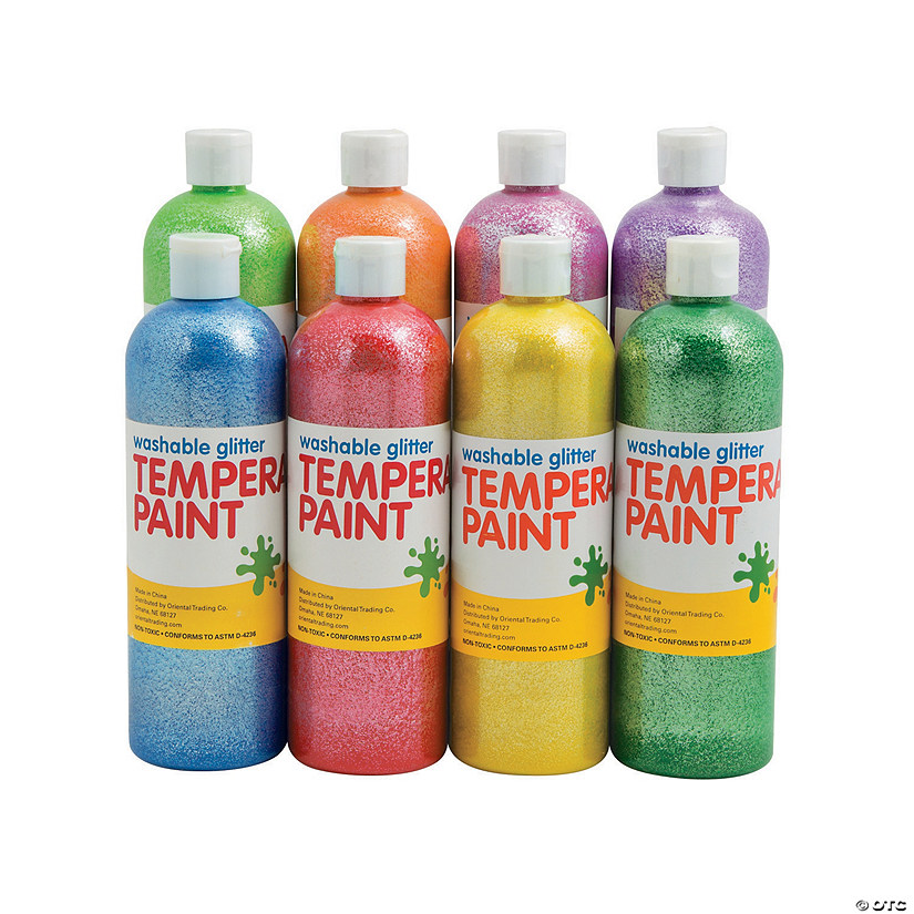 16-oz. Washable Glitter Tempera Paint - Set of 8 - Discontinued