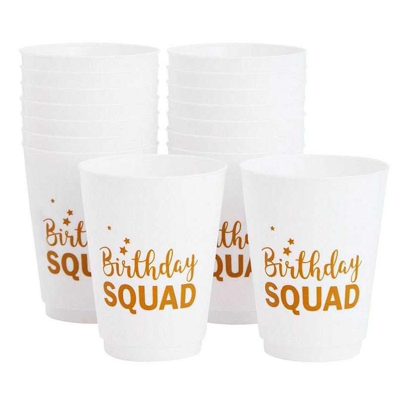 16 Pack Reusable Plastic Birthday Party Cups, White, 16 oz Image